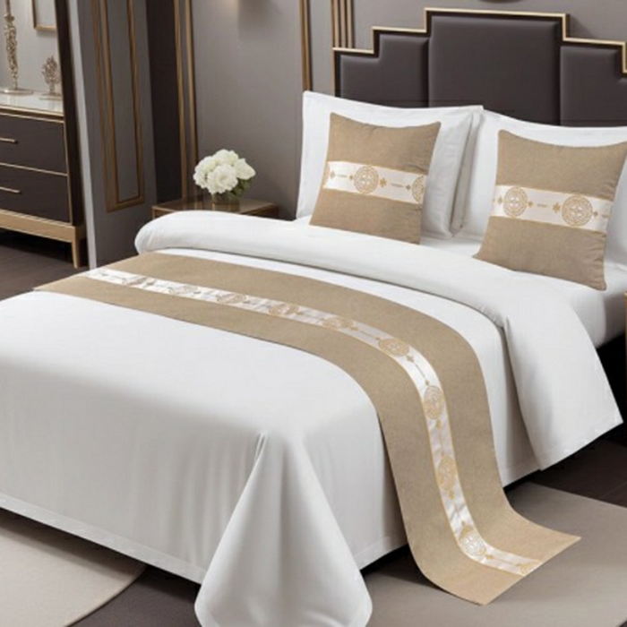 澜昕 酒店民宿床尾巾床旗轻奢抱枕套床盖 中国结