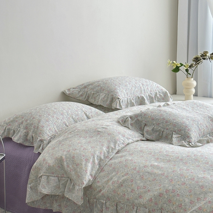 91家纺网 家纺一手货源 找家纺 佰织鑫家居 2025新款全棉纯棉砂洗棉花床盖三件套 花海