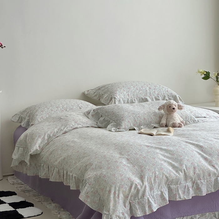 91家纺网 家纺一手货源 找家纺 佰织鑫家居 2025新款全棉纯棉砂洗棉花床盖三件套 花海