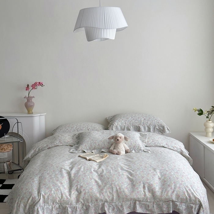 91家纺网 家纺一手货源 找家纺 佰织鑫家居 2025新款全棉纯棉砂洗棉花床盖三件套 花海