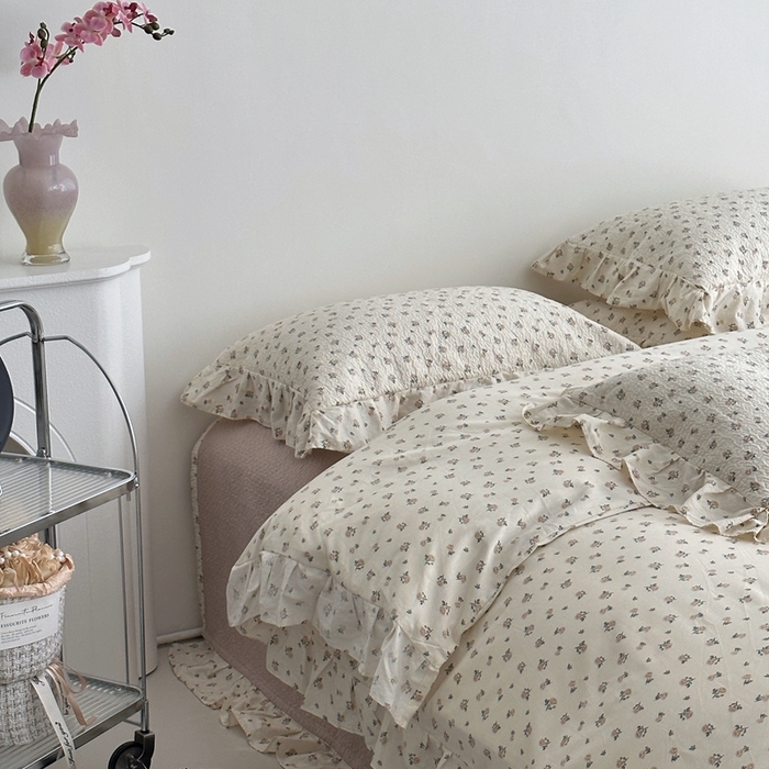 91家纺网 家纺一手货源 找家纺 佰织鑫家居 2025新款全棉纯棉砂洗棉花床盖三件套 山茶花