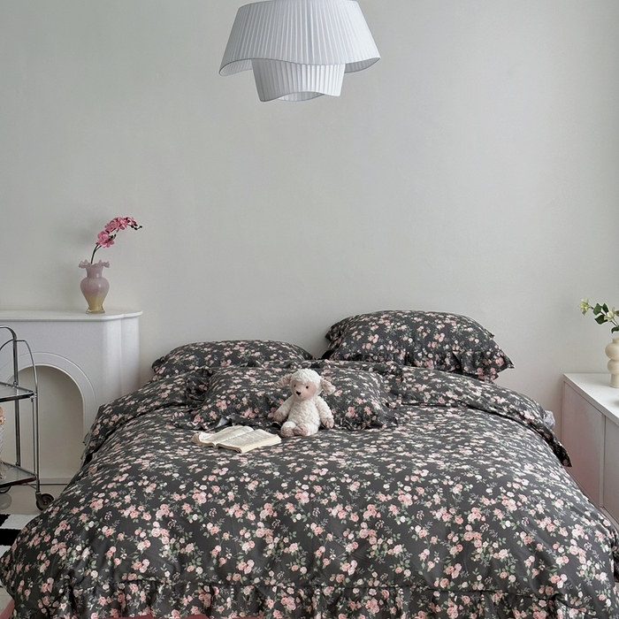 91家纺网 家纺一手货源 找家纺 佰织鑫家居 2025新款全棉纯棉砂洗棉花床盖三件套 夜来香