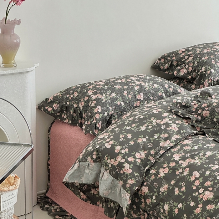 91家纺网 家纺一手货源 找家纺 佰织鑫家居 2025新款全棉纯棉砂洗棉花床盖三件套 夜来香