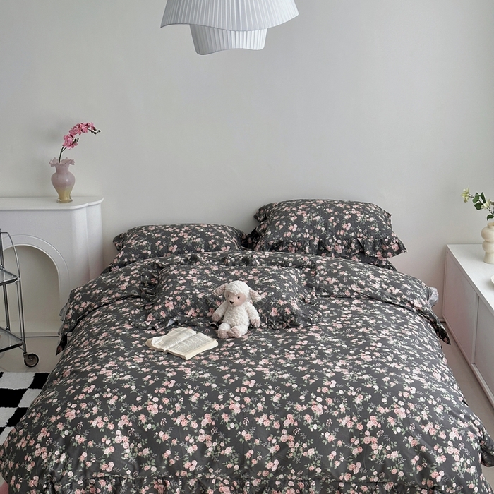 91家纺网 家纺一手货源 找家纺 佰织鑫家居 2025新款全棉纯棉砂洗棉花床盖三件套 夜来香