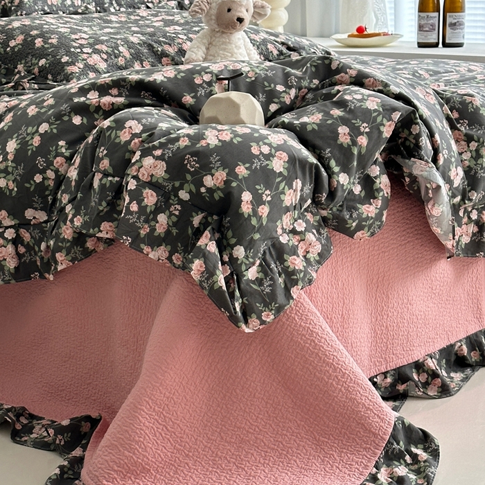 91家纺网 家纺一手货源 找家纺 佰织鑫家居 2025新款全棉纯棉砂洗棉花床盖三件套 夜来香