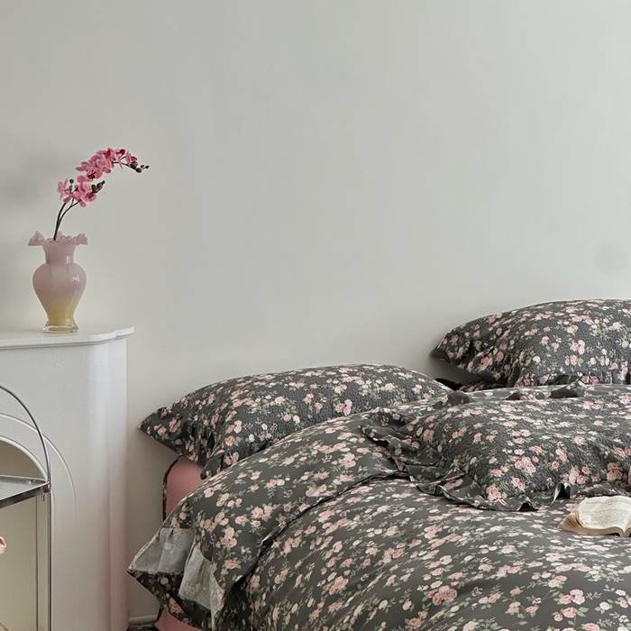 91家纺网 家纺一手货源 找家纺 佰织鑫家居 2025新款全棉纯棉砂洗棉花床盖三件套 夜来香