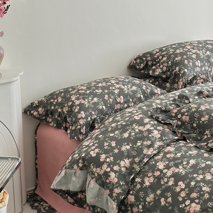 91家纺网 家纺一手货源 找家纺 佰织鑫家居 2025新款全棉纯棉砂洗棉花床盖三件套 夜来香