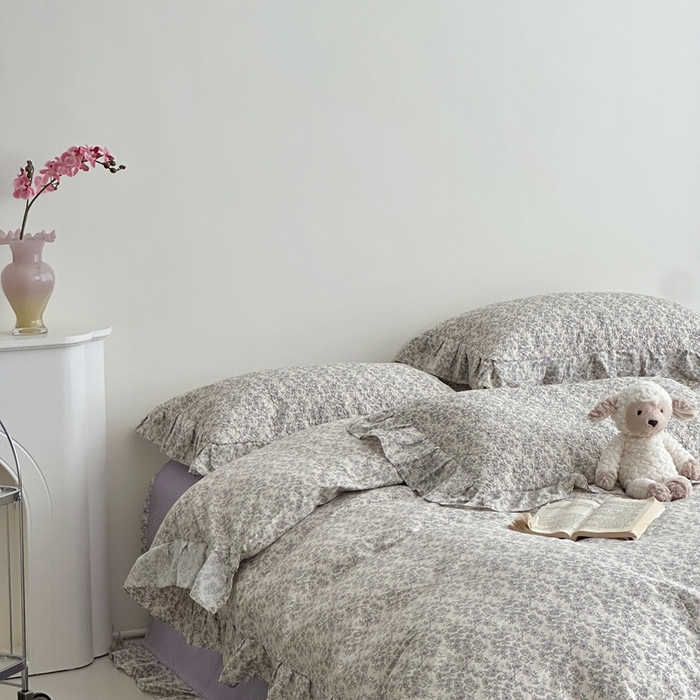 91家纺网 家纺一手货源 找家纺 佰织鑫家居 2025新款全棉纯棉砂洗棉花床盖三件套 紫藤