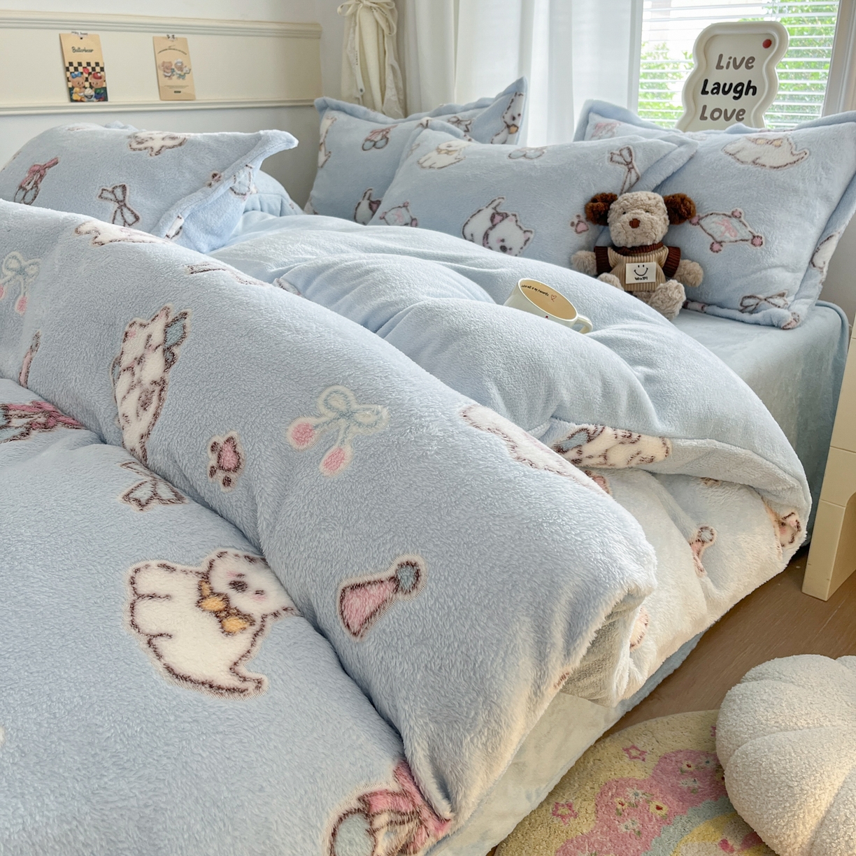 91家纺网 家纺一手货源 找家纺 （总）川悦生活2025新款立体雪花绒印花大床四件套系列二场景二