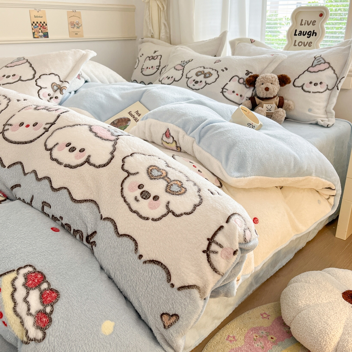 91家纺网 家纺一手货源 找家纺 （总）川悦生活2025新款立体雪花绒印花大床四件套系列二场景二