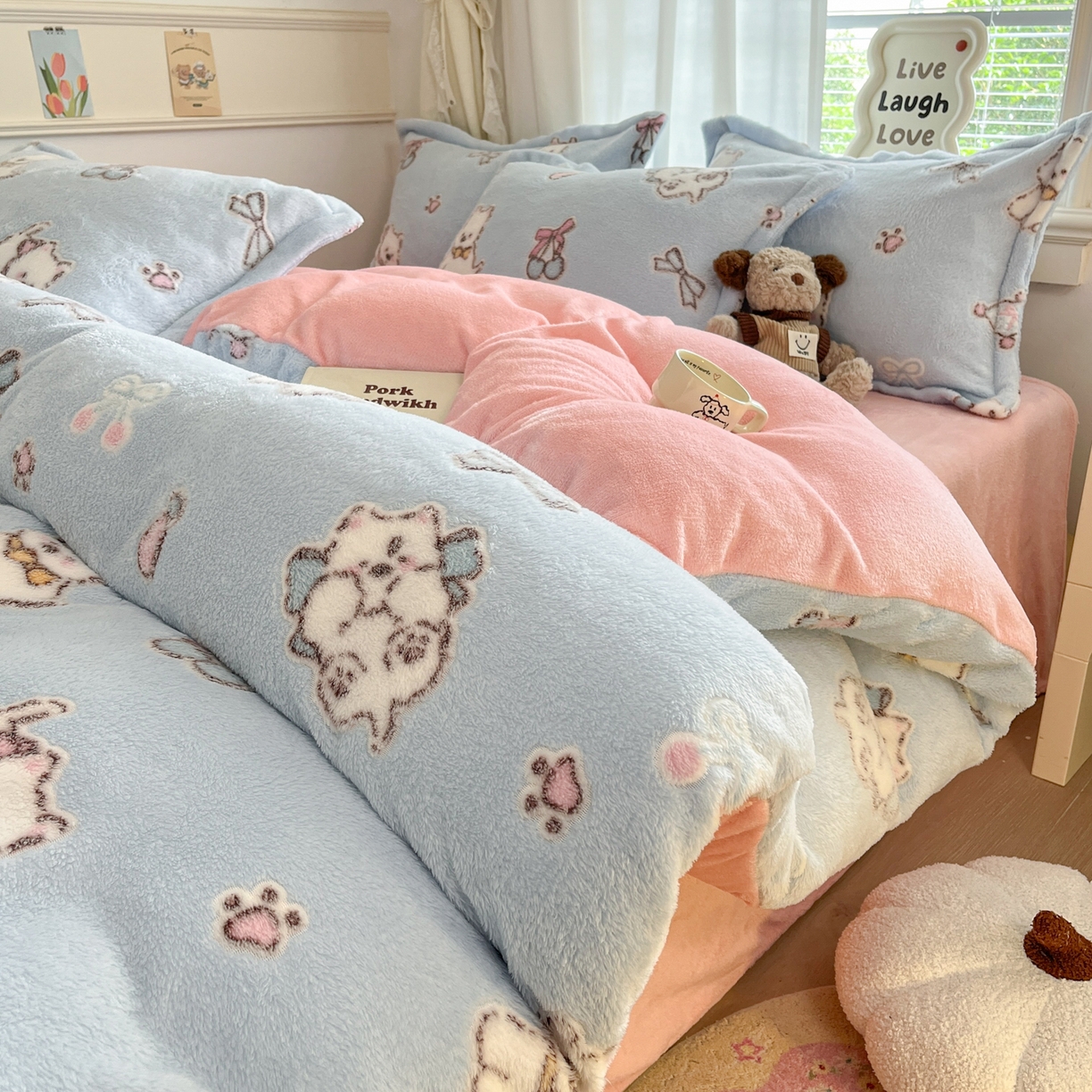 91家纺网 家纺一手货源 找家纺 （总）川悦生活2025新款立体雪花绒印花大床四件套系列二场景二