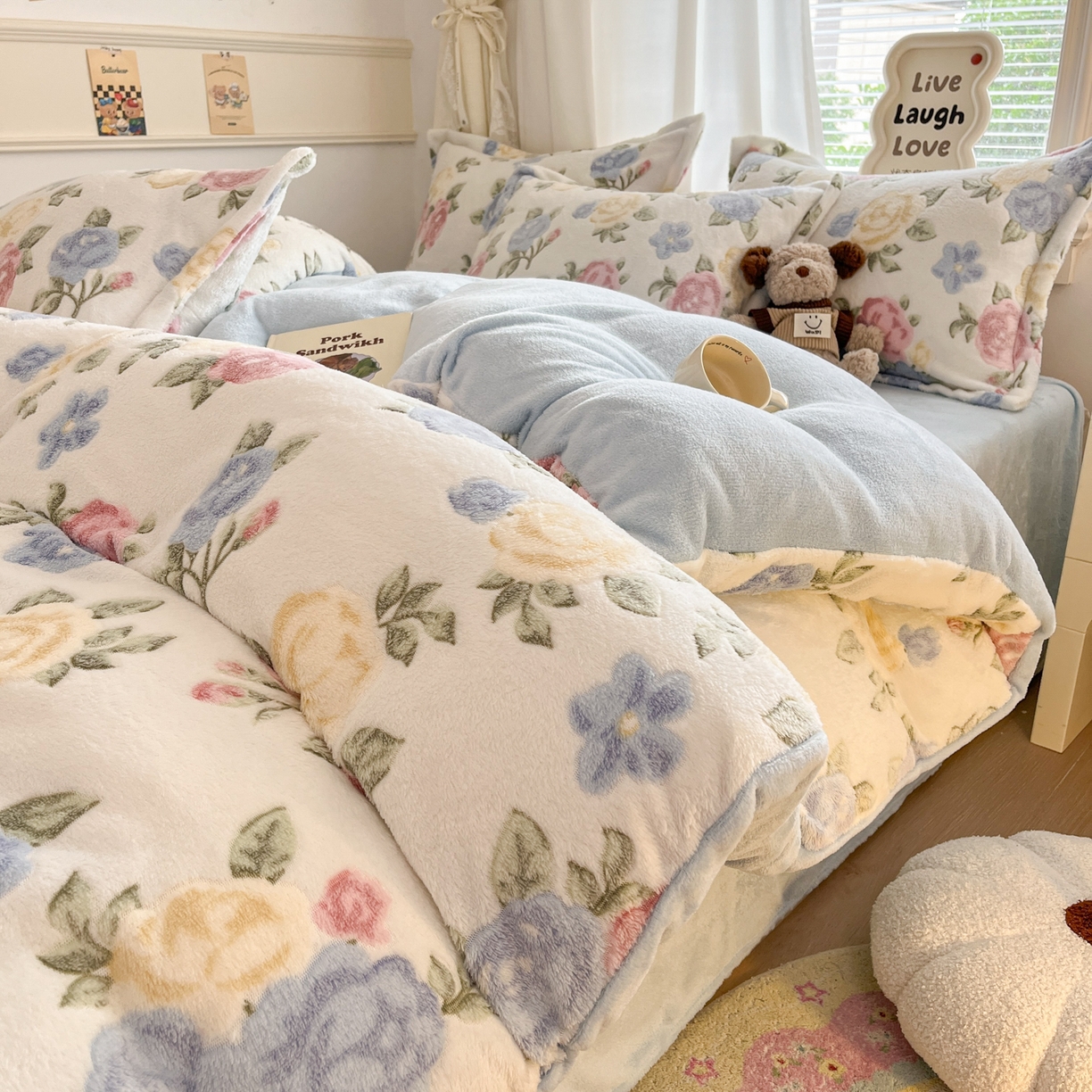 91家纺网 家纺一手货源 找家纺 （总）川悦生活2025新款立体雪花绒印花大床四件套系列二场景二