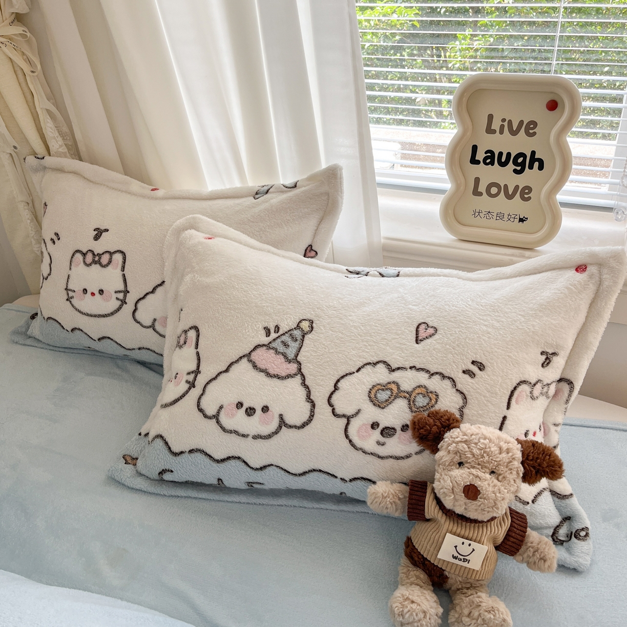 91家纺网 家纺一手货源 找家纺 川悦生活2025新款立体雪花绒印花大床四件套系列二场景二 快乐派对