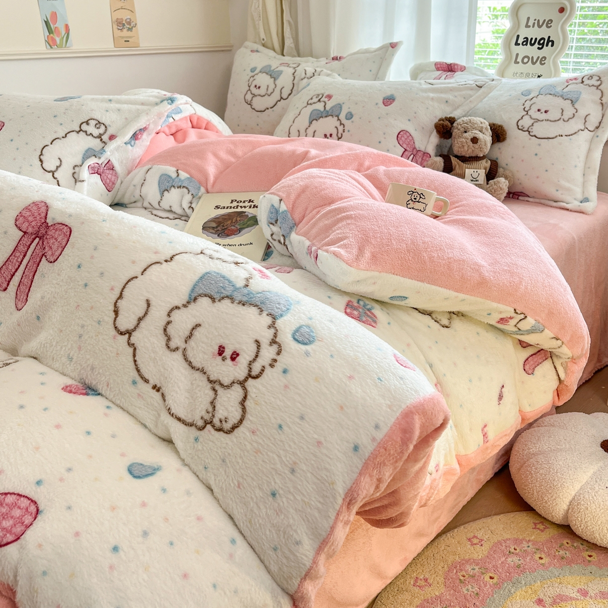 91家纺网 家纺一手货源 找家纺 （总）川悦生活2025新款立体雪花绒印花大床四件套系列二场景二