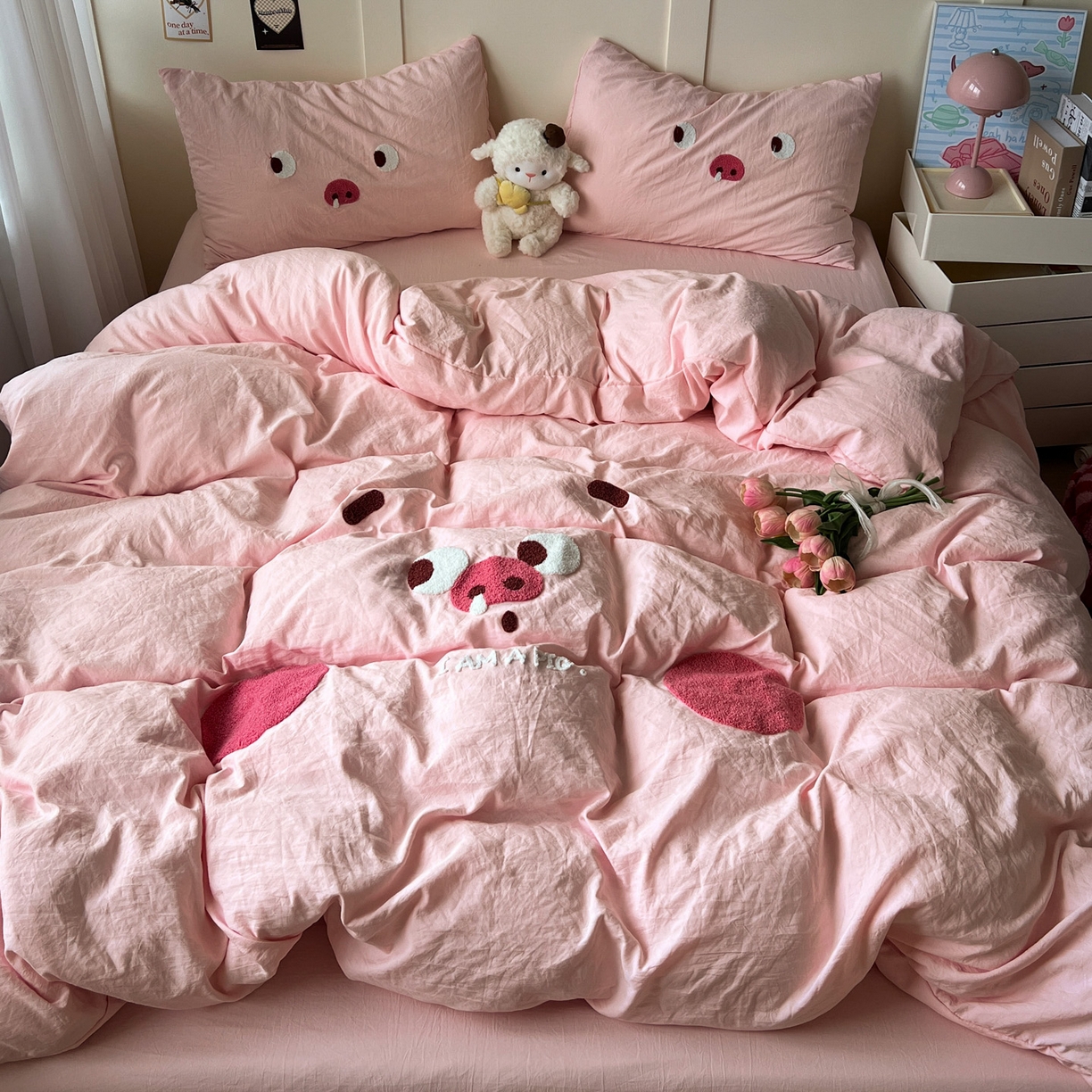 91家纺网 家纺一手货源 找家纺 （总）优色良品家纺 2025新款110克超柔水洗棉卡通毛巾绣四件套