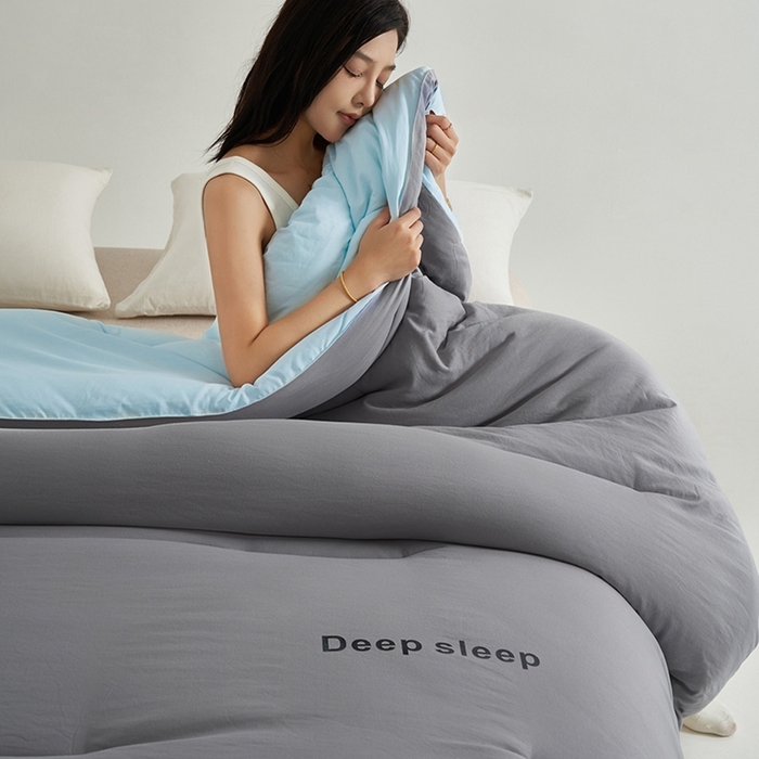 91家纺网 家纺一手货源 找家纺 闲鱼家纺 2025新款某朵同款深睡眠2.0冬被被子被芯 浅灰+克莱因蓝