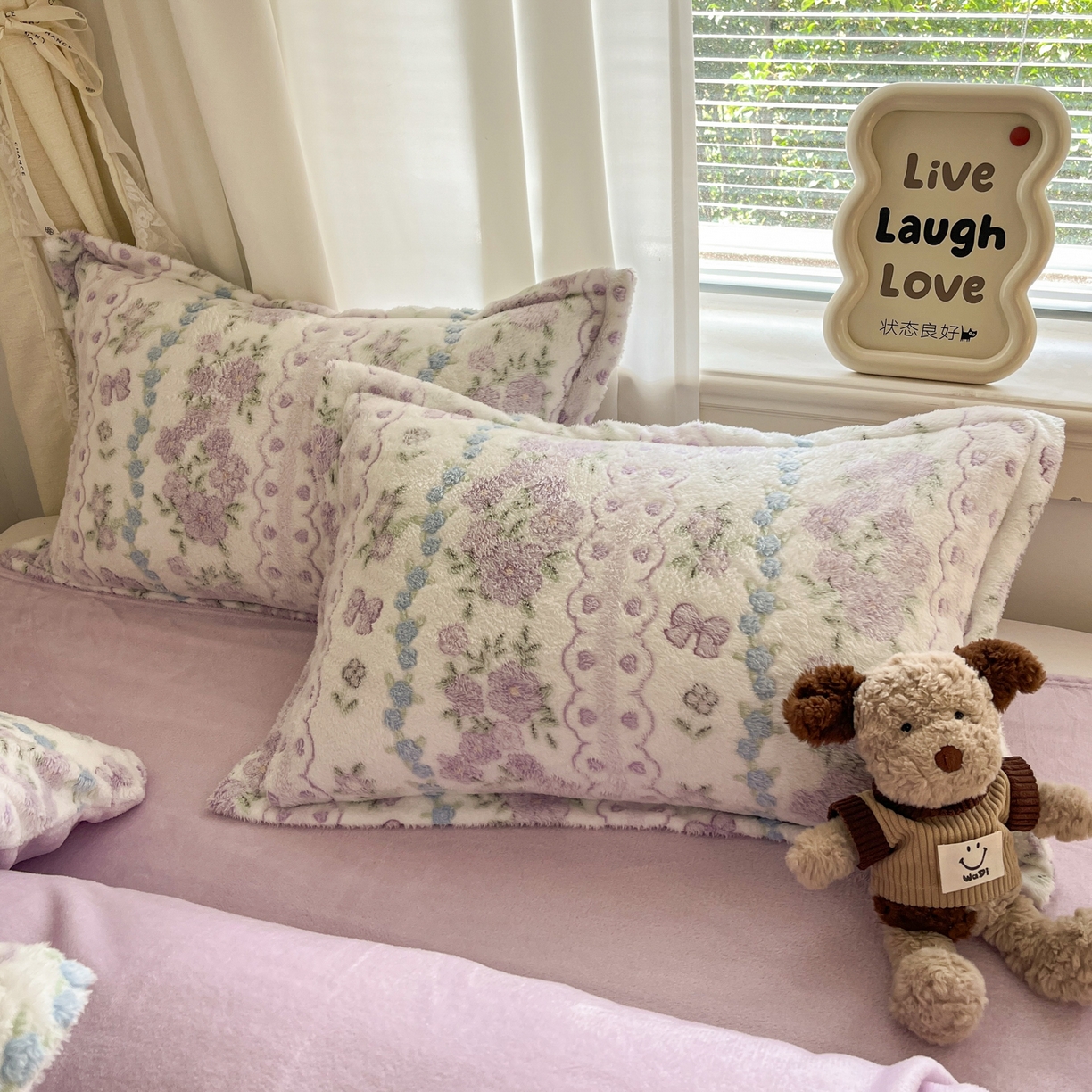 91家纺网 家纺一手货源 找家纺 川悦生活2025新款立体雪花绒印花大床四件套系列二场景二 香芋花田