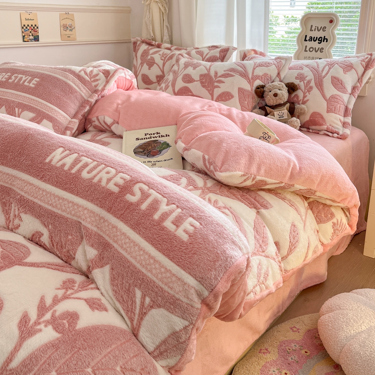 91家纺网 家纺一手货源 找家纺 （总）川悦生活2025新款立体雪花绒印花大床四件套系列二场景二