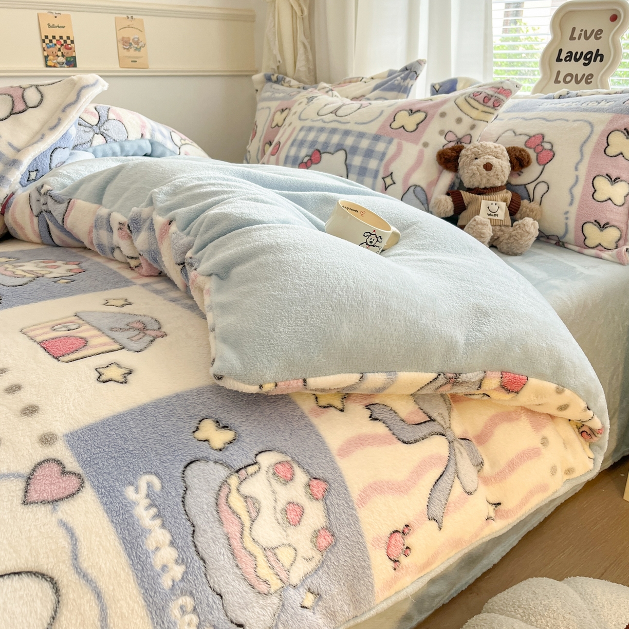 91家纺网 家纺一手货源 找家纺 （总）川悦生活2025新款立体雪花绒印花大床四件套系列二场景二