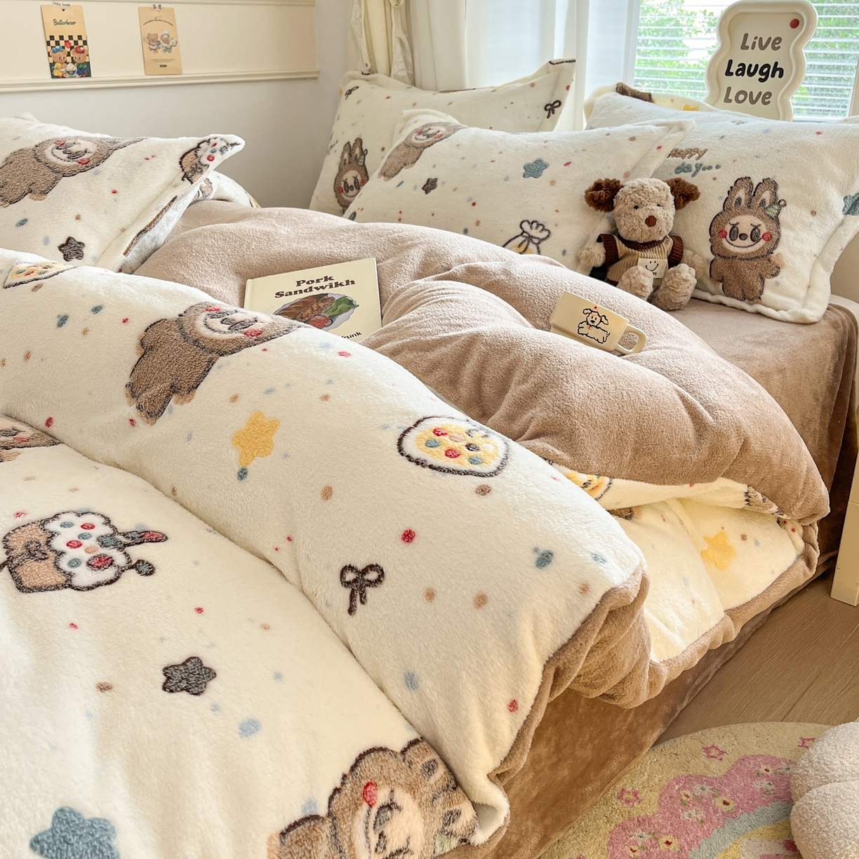 91家纺网 家纺一手货源 找家纺 （总）川悦生活2025新款立体雪花绒印花大床四件套系列二场景二