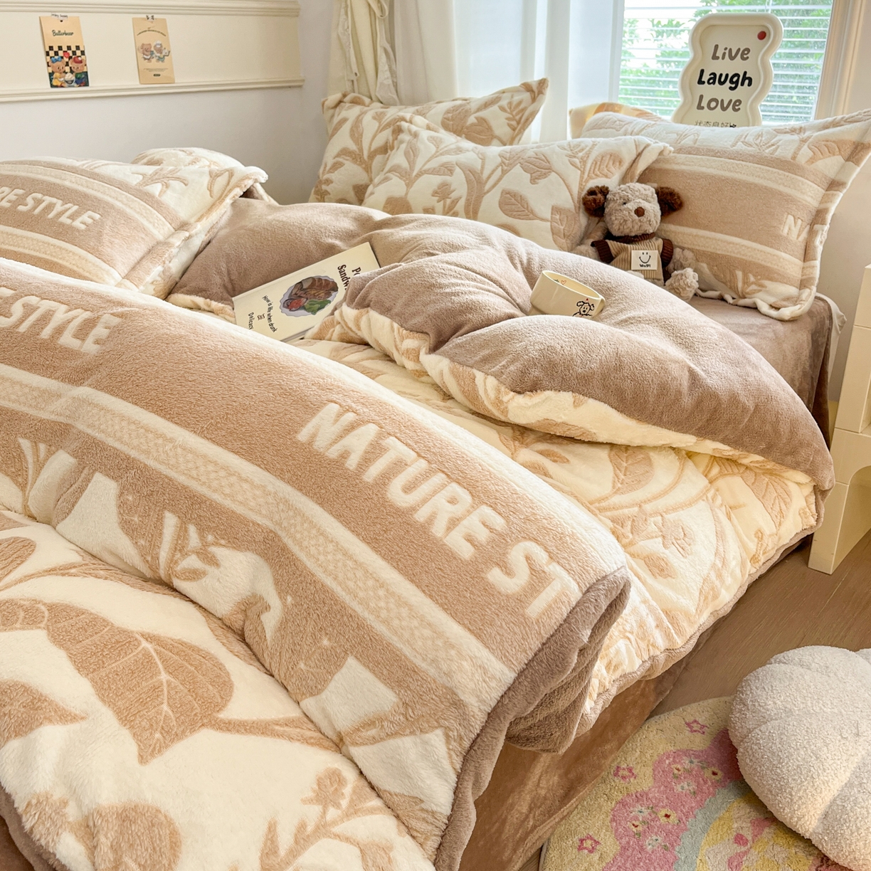 91家纺网 家纺一手货源 找家纺 （总）川悦生活2025新款立体雪花绒印花大床四件套系列二场景二