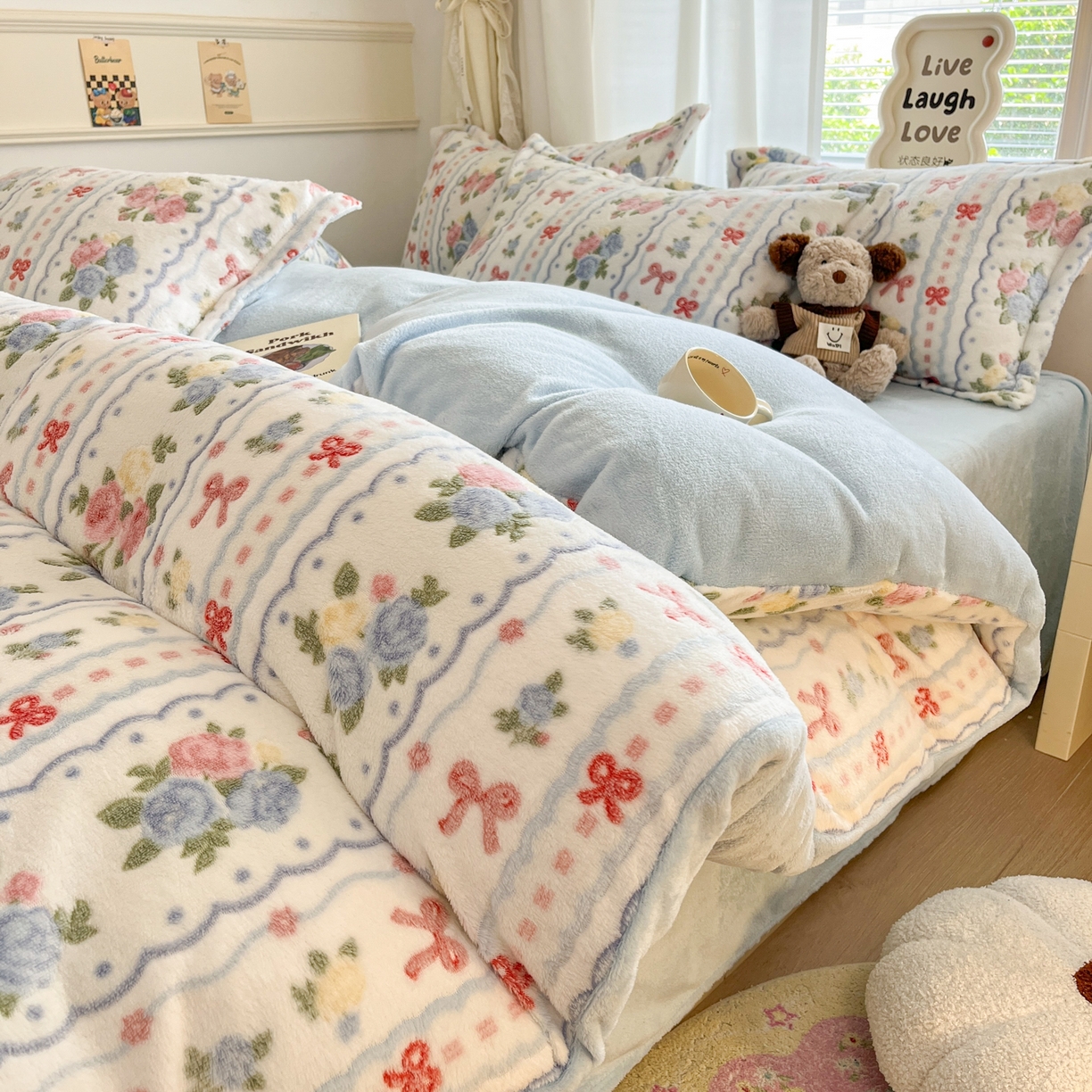 91家纺网 家纺一手货源 找家纺 （总）川悦生活2025新款立体雪花绒印花大床四件套系列二场景二