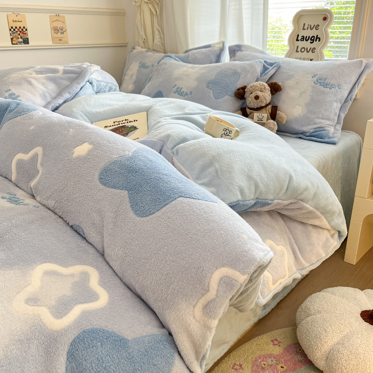 91家纺网 家纺一手货源 找家纺 （总）川悦生活2025新款立体雪花绒印花大床四件套系列二场景二