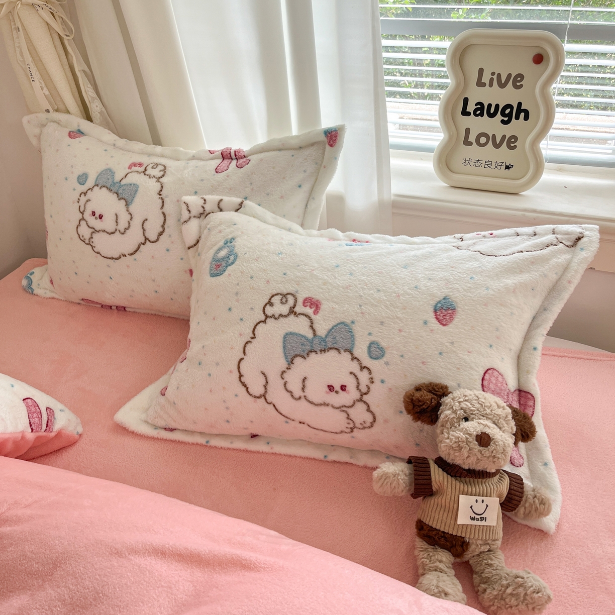 91家纺网 家纺一手货源 找家纺 川悦生活2025新款立体雪花绒印花大床四件套系列二场景二 幸福奶旺