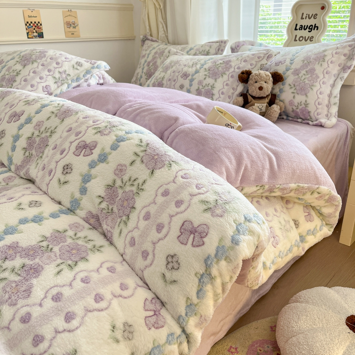 91家纺网 家纺一手货源 找家纺 （总）川悦生活2025新款立体雪花绒印花大床四件套系列二场景二