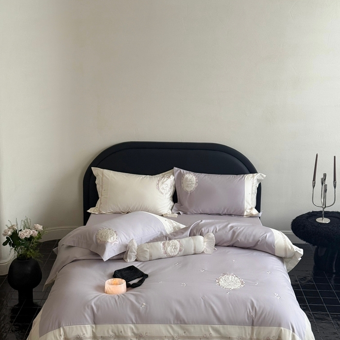 91家纺网 家纺一手货源 找家纺 鹿班家居2025新款秋冬100S长绒棉精密刺绣系列——浅梦落樱(标准会员-20） 紫色