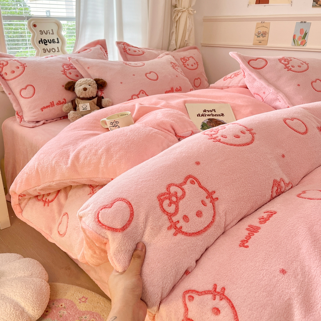 91家纺网 家纺一手货源 找家纺 （总）川悦生活2025新款立体雪花绒印花大床四件套系列二场景二