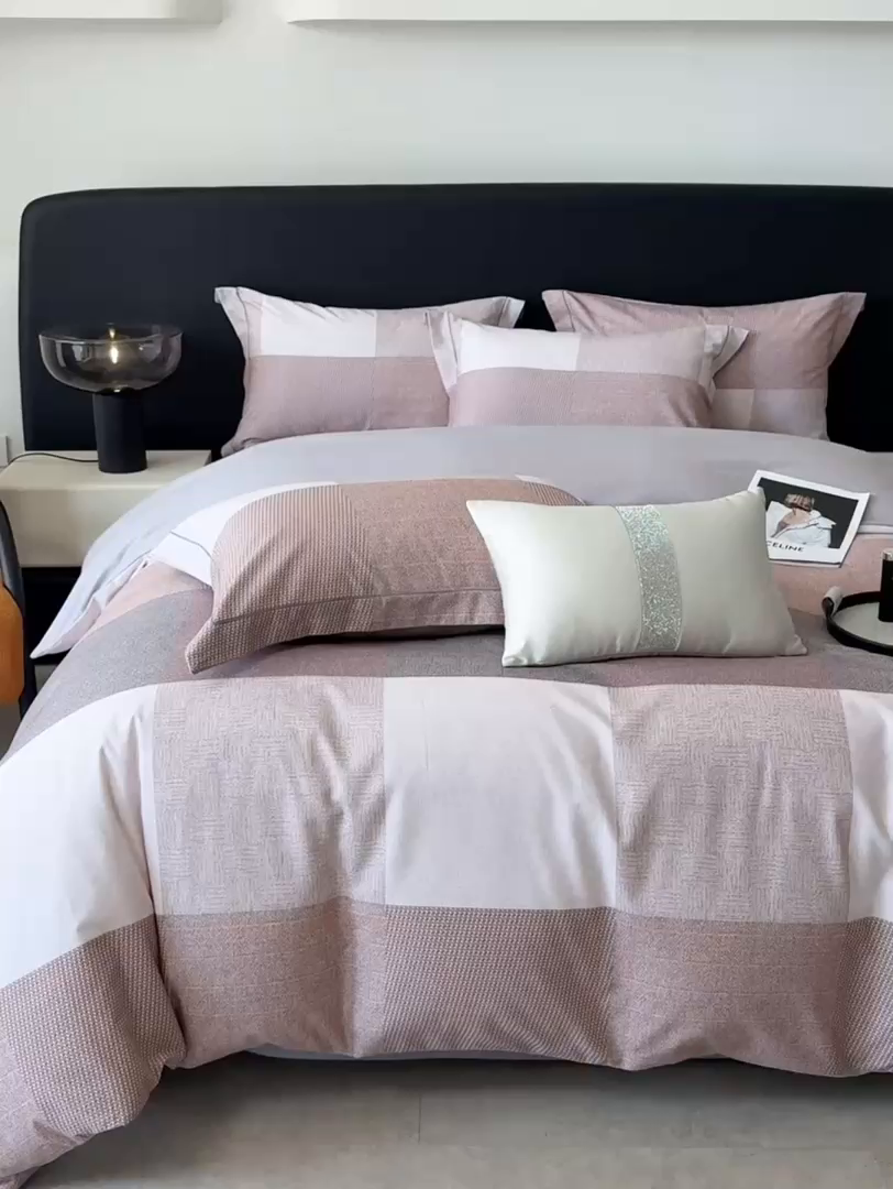 91家纺网 家纺一手货源 找家纺 清雅福2025新款A类全棉磨毛数码印花四件套 杰弗里·咖