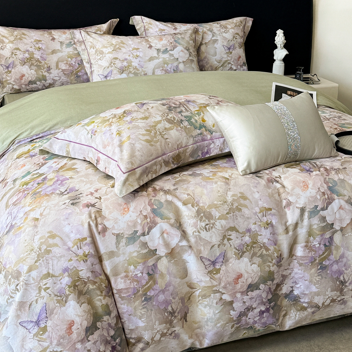 91家纺网 家纺一手货源 找家纺 清雅福2025新款A类全棉磨毛数码印花四件套 暮云·黄