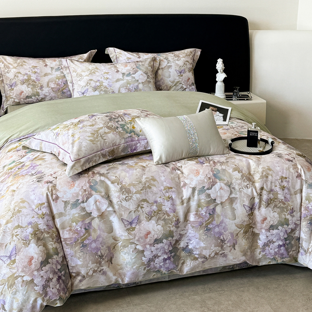 91家纺网 家纺一手货源 找家纺 清雅福2025新款A类全棉磨毛数码印花四件套 暮云·黄