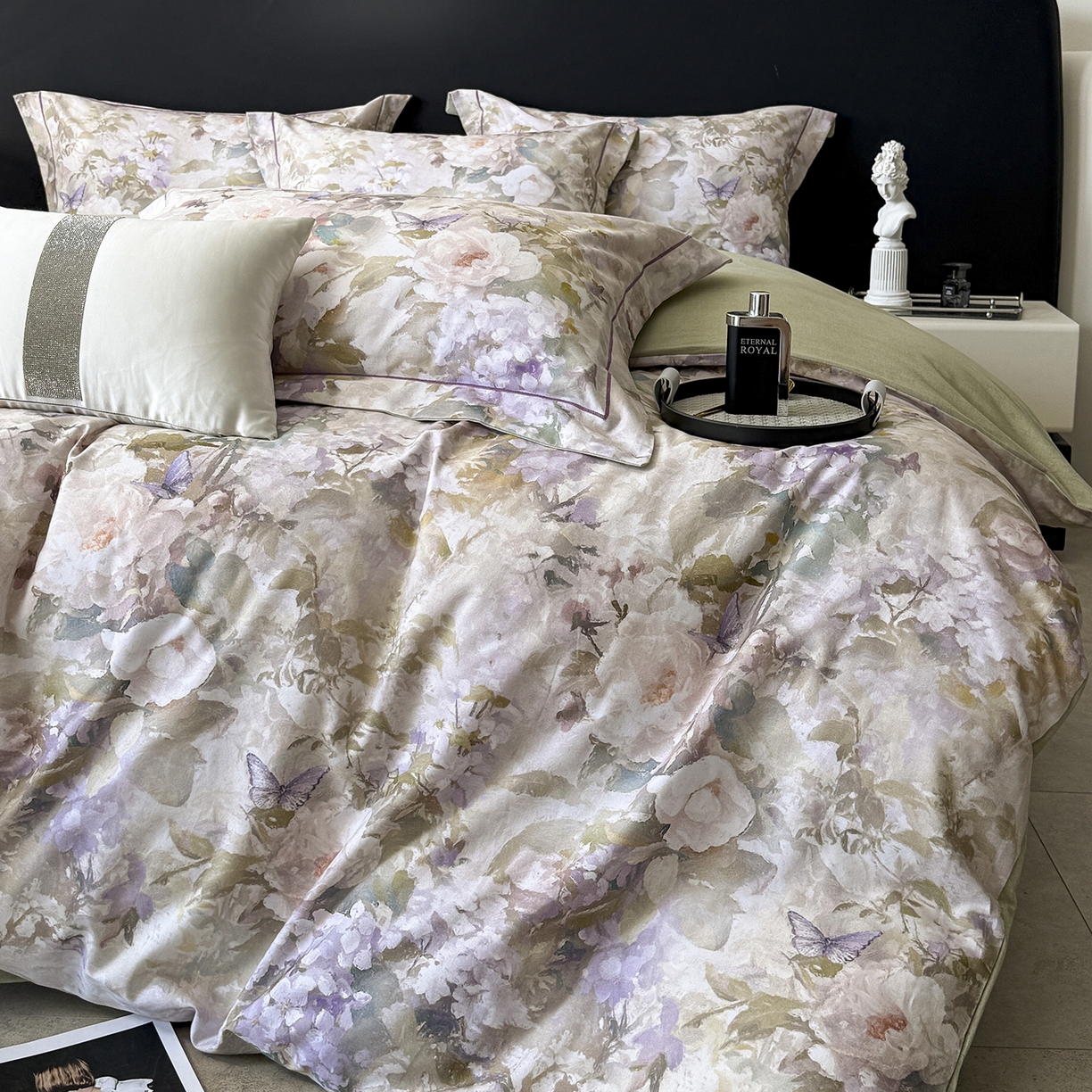 91家纺网 家纺一手货源 找家纺 清雅福2025新款A类全棉磨毛数码印花四件套 暮云·黄