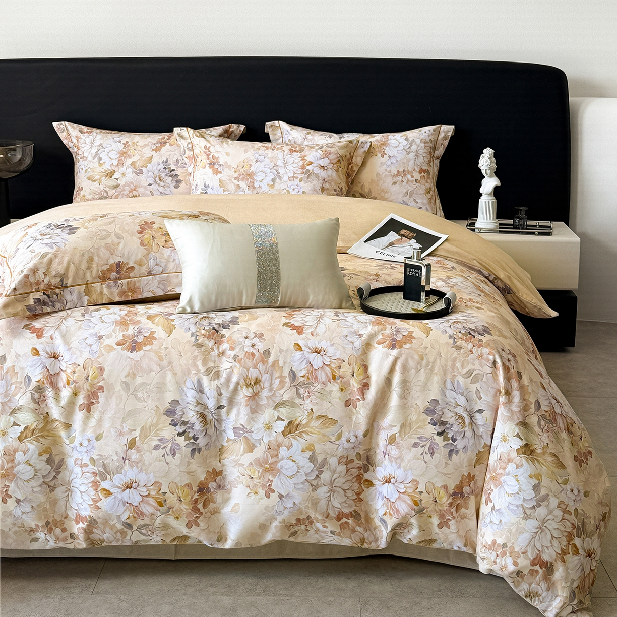 91家纺网 家纺一手货源 找家纺 清雅福2025新款A类全棉磨毛数码印花四件套 曲艺芳华