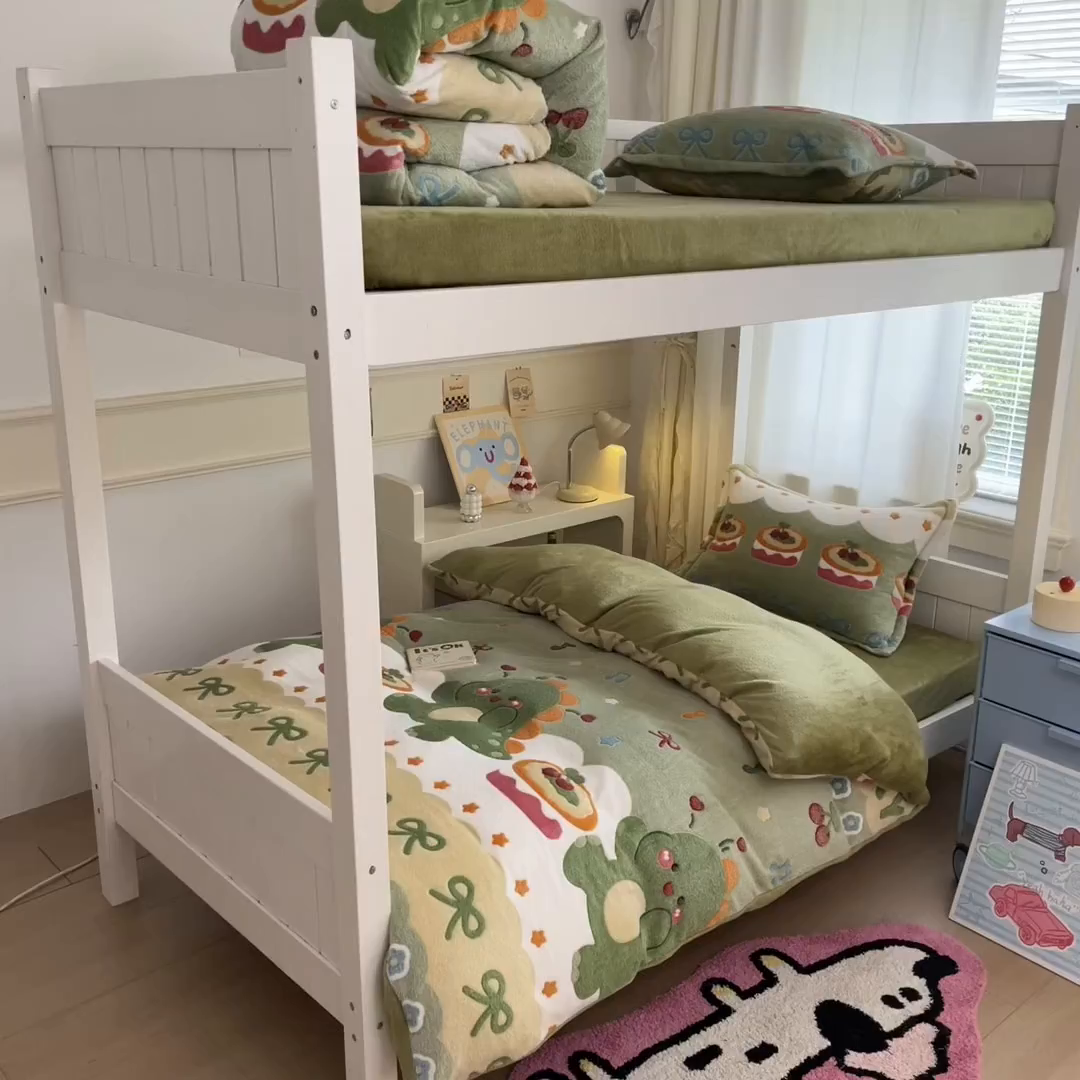 91家纺网 家纺一手货源 找家纺 川悦生活 2025新款立体雪花绒印花四件套学生床系列一场景二 甜系龙龙