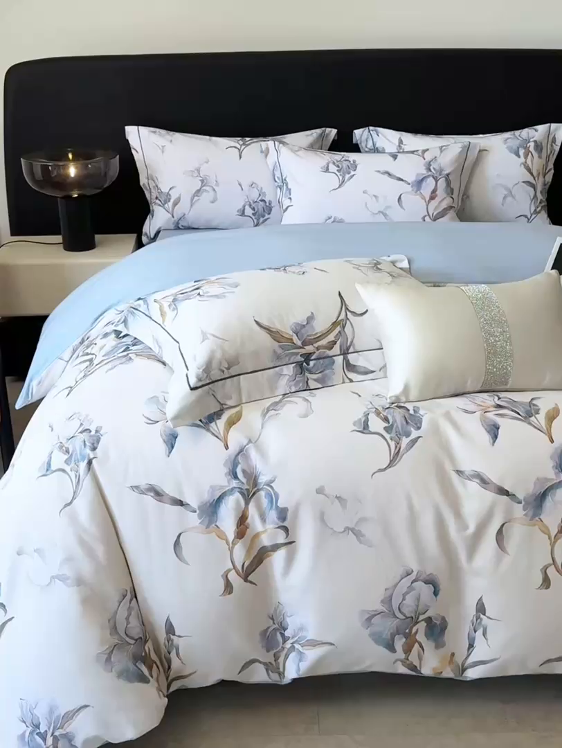 91家纺网 家纺一手货源 找家纺 清雅福2025新款A类全棉磨毛数码印花四件套 思瑾