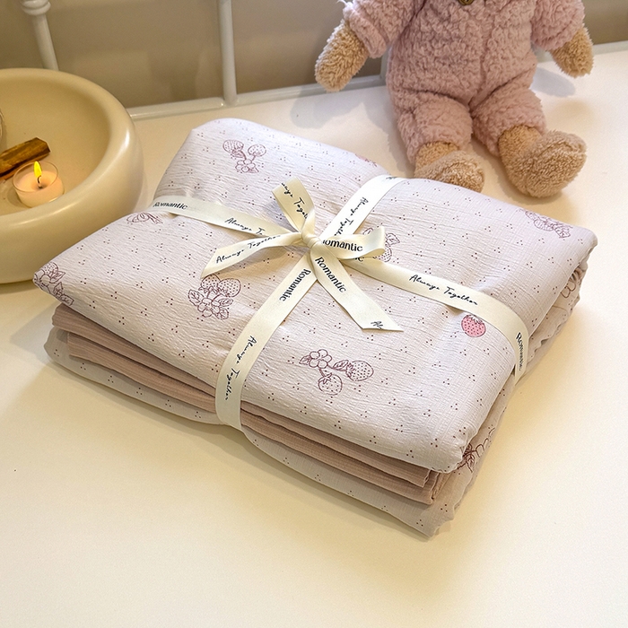 91家纺网 家纺一手货源 找家纺 颜选 2025春夏新款双层纱印花四件套 本顾