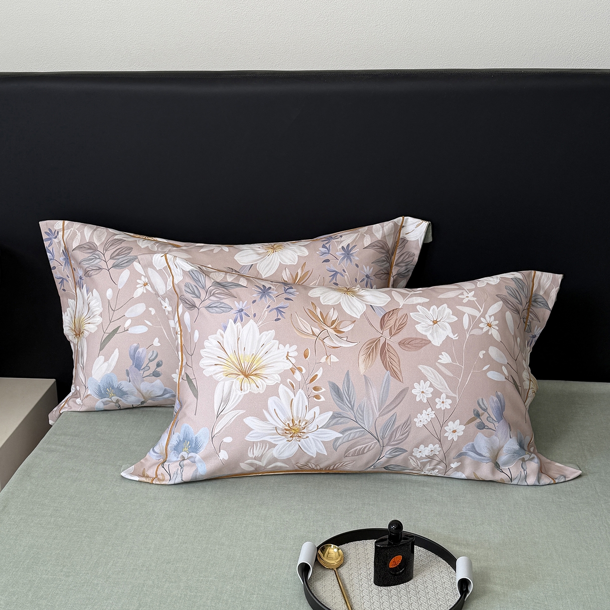 91家纺网 家纺一手货源 找家纺 清雅福2025新款A类全棉磨毛数码印花四件套 亭语花间