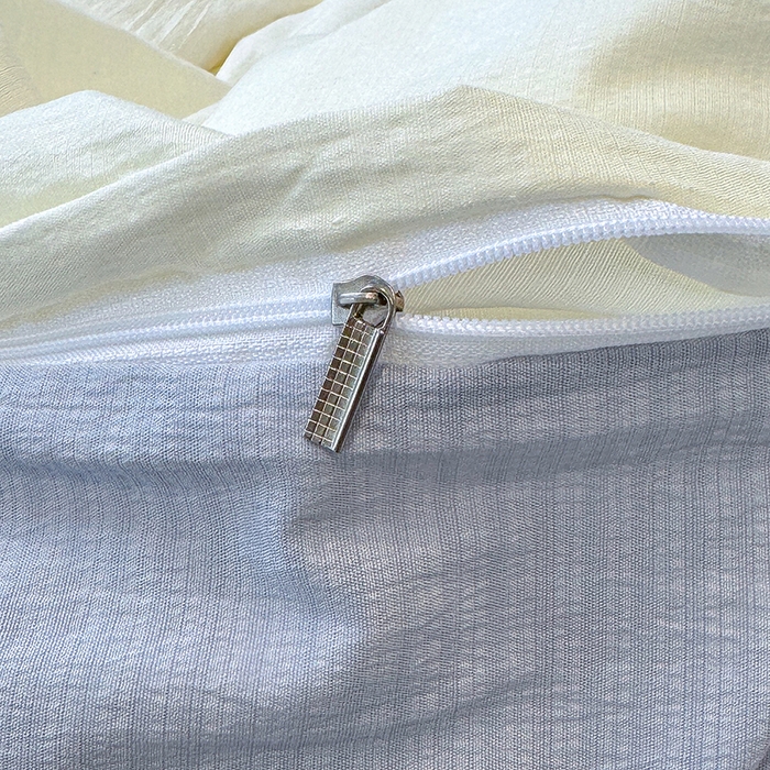 91家纺网 家纺一手货源 找家纺 颜选 2025春夏新款双层纱印花四件套 蓝+星语结梦