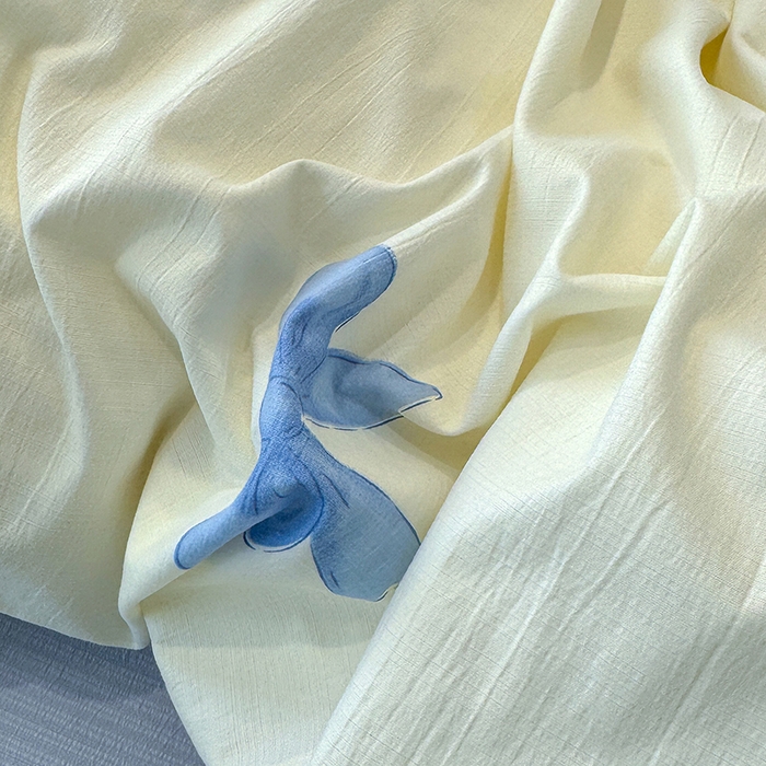 91家纺网 家纺一手货源 找家纺 颜选 2025春夏新款双层纱印花四件套 蓝+星语结梦