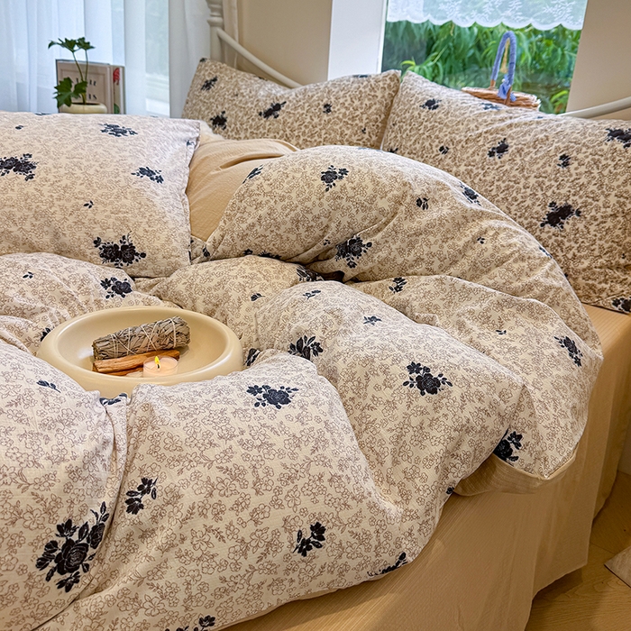 91家纺网 家纺一手货源 找家纺 颜选 2025春夏新款双层纱印花四件套 黛锦