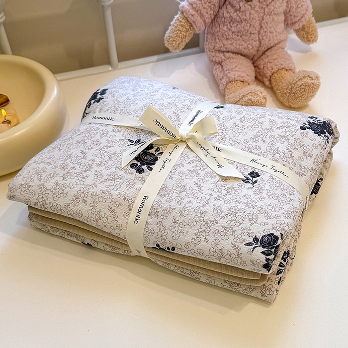 91家纺网 家纺一手货源 找家纺 颜选 2025春夏新款双层纱印花四件套 黛锦