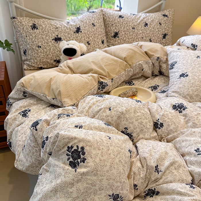 91家纺网 家纺一手货源 找家纺 颜选 2025春夏新款双层纱印花四件套 黛锦