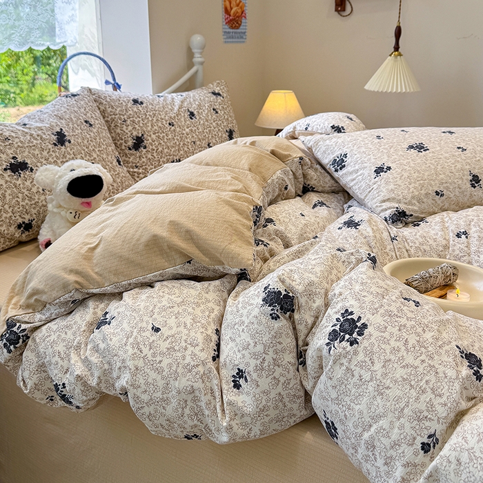 91家纺网 家纺一手货源 找家纺 颜选 2025春夏新款双层纱印花四件套 黛锦