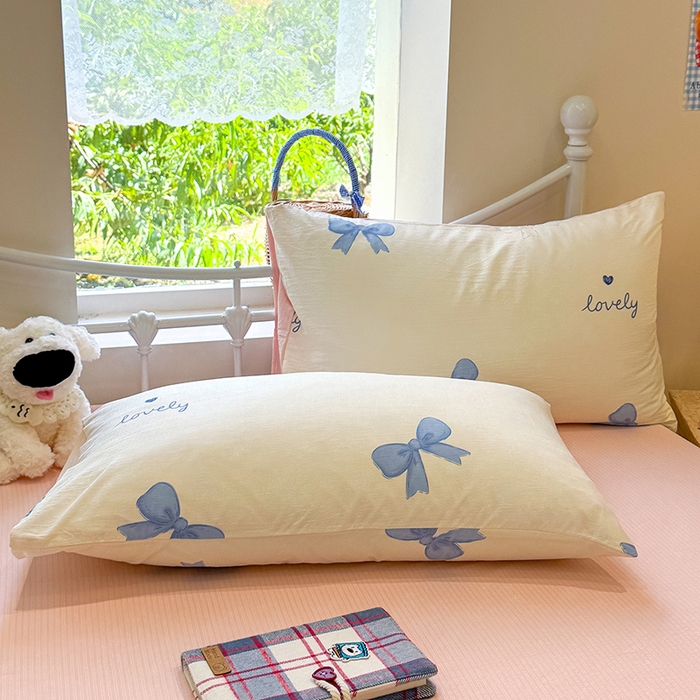 91家纺网 家纺一手货源 找家纺 颜选 2025春夏新款双层纱印花四件套 粉+星语结梦