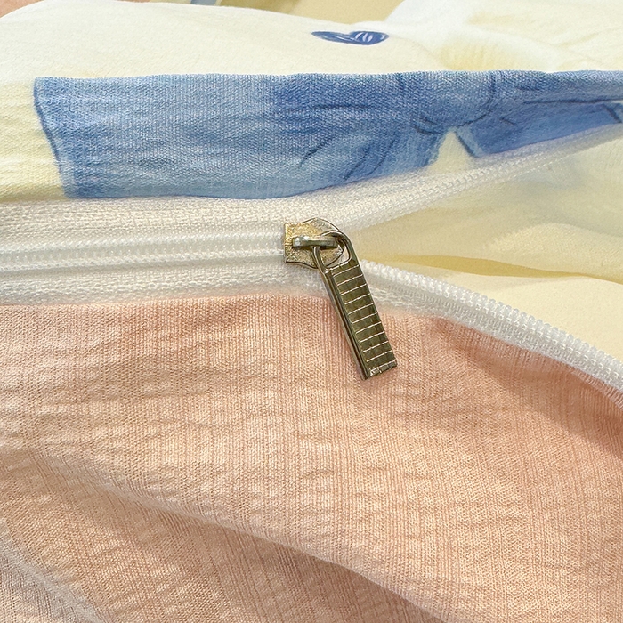 91家纺网 家纺一手货源 找家纺 颜选 2025春夏新款双层纱印花四件套 粉+星语结梦