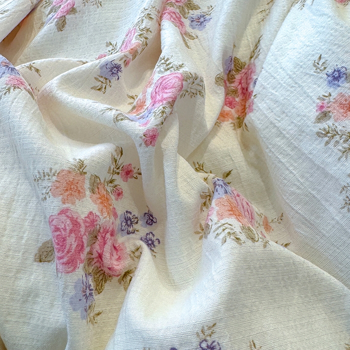 91家纺网 家纺一手货源 找家纺 颜选 2025春夏新款双层纱印花四件套 蔓禾