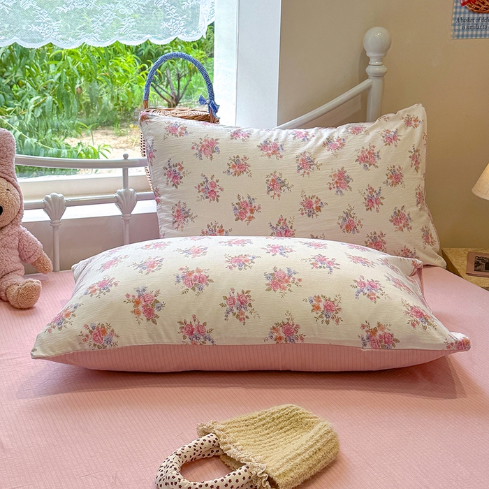 91家纺网 家纺一手货源 找家纺 颜选 2025春夏新款双层纱印花四件套 蔓禾